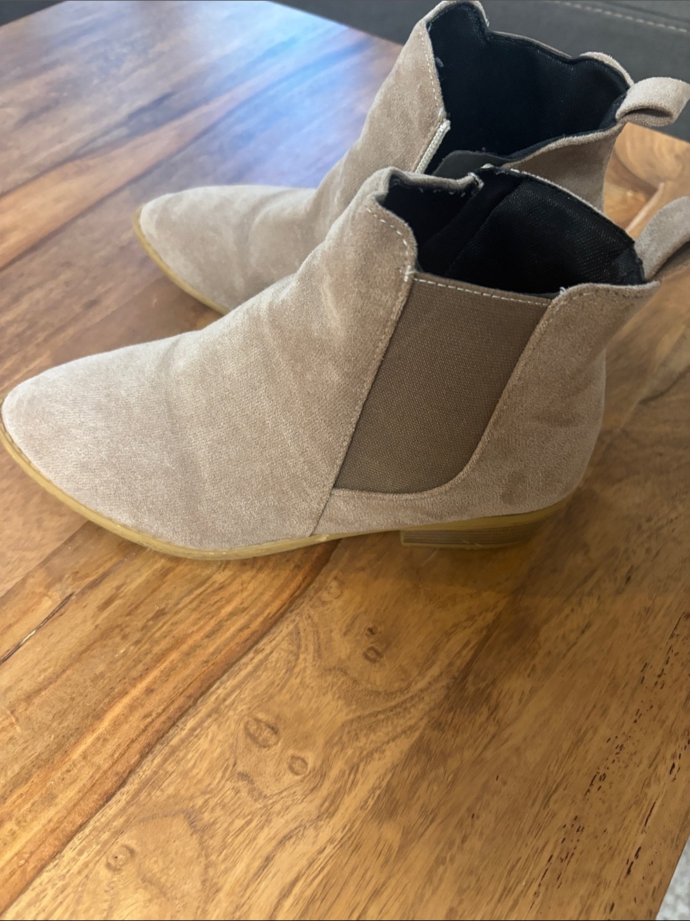 SHEIN Taupe Suede Chelsea Ankle Boots